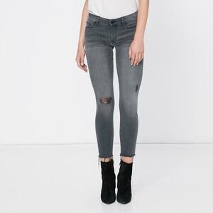 Mother Looker Skinny Ankle Fray Jeans Last Chance Saloon Gray Wash Size 26